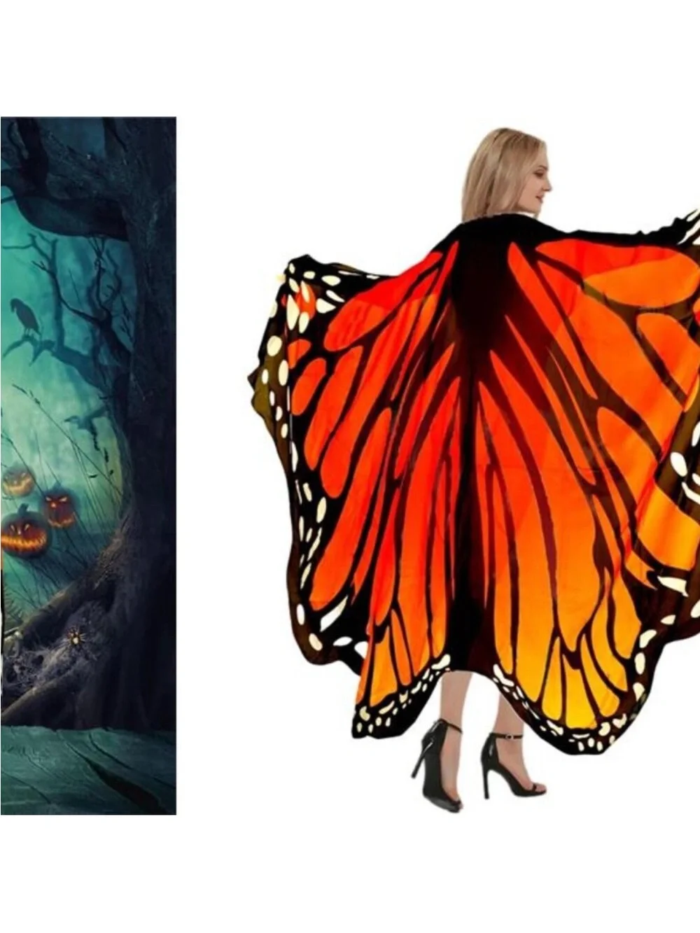 Halloween Butterfly Wings Costume for Womens, Moth Wings Butterfly Cape Adult